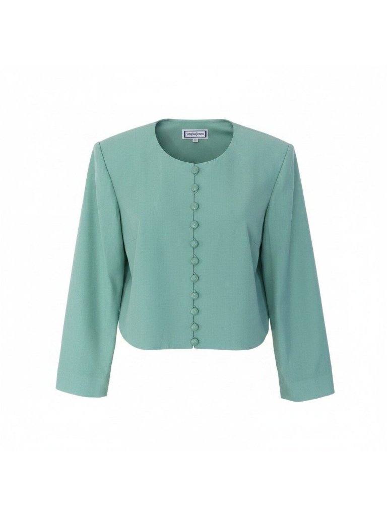 Saint Laurent Collarless Jacket Lightweight M Light Green